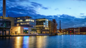 Motiv Kissen - Münster Hafenpanorama oder mit Eigenem Foto