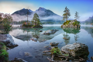 Foto Kissen - Morgennebel Am Hintersee oder mit Eigenem Foto