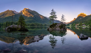 Bild auf Kissen - Alpenglühen Im Berchtesgadener Land oder mit Eige...