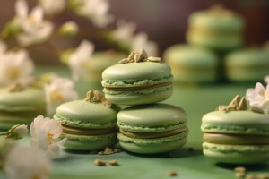 Foto auf Kissen - Macarons Grün Ki oder mit Eigenem Foto