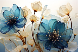 Motiv auf Kissen - Leuchtend Blaue Blüten Ki oder mit Eigenem Foto