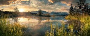 Motiv als Kissen - Traumhafte Landschaft Am See Bei Sonnenuntergang...