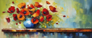 Motiv als Kissen - Stillleben Mohn In Vase Ki oder mit Eigenem Foto