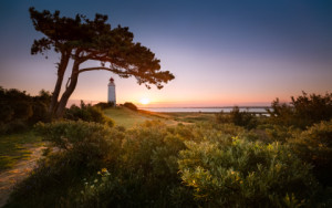 Wunschmotiv auf Kissen - Sonnenaufgang Am Leuchtturm Dornbusch Hidd...