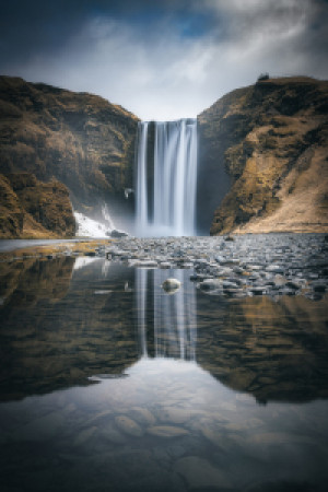 Label - Island Skogafoss Wasserfall oder mit Eigenem Foto