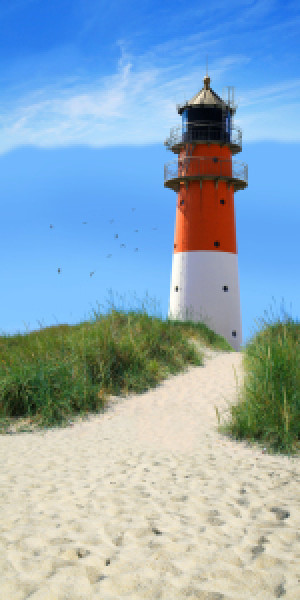Wunschmotiv Leinwanddruck - Der Leuchtturm In Den Dünen oder mit Ei...