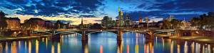 Wunschbild als Leinwanddruck - Sunset Skyline Frankfurt Main oder m...