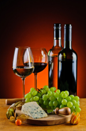 Fotoleinwand - Wein Käse Und Weintrauben oder mit Eigenem Foto