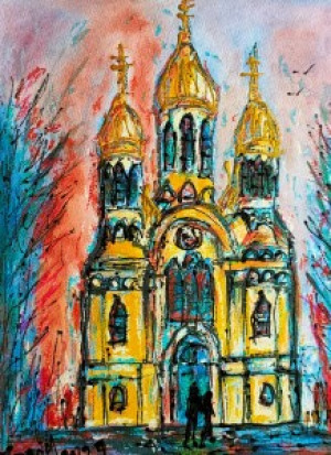 Motiv auf Leinwanddruck - Russische Kapelle Wiesbaden oder mit Eige...