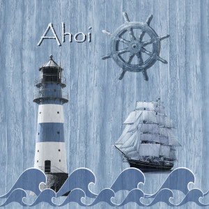 Wunschmotiv als Leinwanddruck - Ahoi - Maritimes In Blau 1 oder mit...