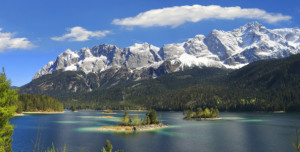 Foto Leinwanddruck - Zugspitzmassiv Mit Eibsee oder mit Eigenem Foto