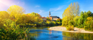 Wunschbild Leinwand - Blick Über Den Neckar Nach Seckenheim oder mi...