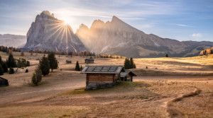 Motiv auf Leinwanddruck - Sonnenaufgang Auf Der Seiser Alm oder mit...