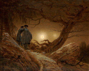 Wunschmotiv auf Leinwand - Men Contempl Moon C D Friedrich C19 oder...