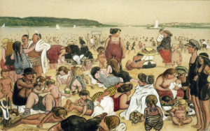 Wunschmotiv auf Leinwand - H Zille Berliner Strandleben oder mit Ei...