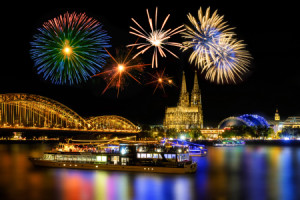 Bilder Leinwanddruck - Kölner Lichter - Skyline Feuerwerk Köln oder...