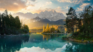 Foto Mousepad - Malerische Seenlandschaft Mit Bergen oder mit Eigen...