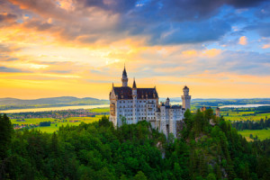 Foto auf Papier - Sonnenuntergang Neuschwanstein oder mit Eigenem Foto