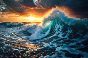 Foto Papier - Welle Im Abendlicht oder mit Eigenem Foto