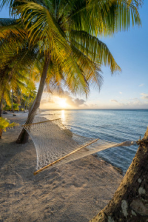 Motiv auf Papier - Sonnenuntergang Am Strand In Der Südsee oder mit...