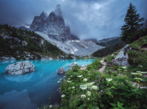 Motiv als Poster - Lago Di Sorapis Panorama Blaue Stunde oder mit E...