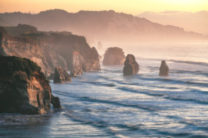 Wunschbild als Posterdruck - Neuseeland Three Sisters Küste Am Aben...