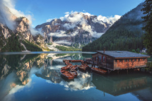 Wunschmotiv auf Posterdruck - Italien Pragser Wildsee Mit Nebel ode...