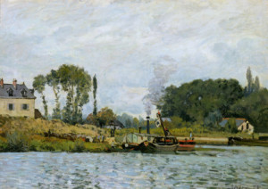 Wunschmotiv Poster - Boats At The Lock At Bougival 1873 oder mit Ei...