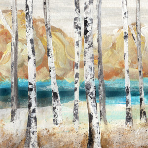 Motiv als Schieferplatte - Watercolortreeswithyellowtreesinbackleft...