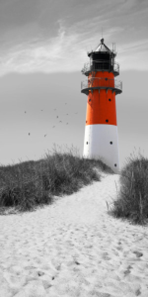 Schieferplatte - Leuchtturm Colorkey Rot oder mit Eigenem Foto