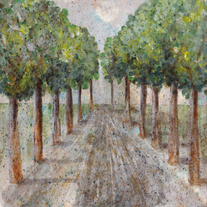 Foto auf Schieferplatte - Tree Lined Road oder mit Eigenem Foto
