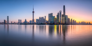 Foto auf Schieferplatte - Pudong Skyline In Shanghai oder mit Eigen...