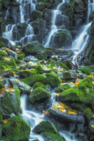 Bild Schieferplatte - Wasserfall Im Herbst oder mit Eigenem Foto
