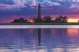 Schieferplatte - Fehmarn Leuchtturm Flügge Zum Sonnenuntergang oder...