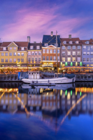 Wunschbild auf Schieferplatte - Kopenhagen Abends Am Nyhavn oder mi...