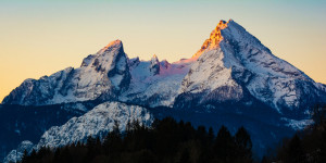 Motiv als Schieferplatte - Berg Watzmann Im Sonnenaufgang oder mit ...