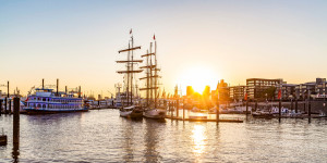 Fotos Schieferplatte - Hamburger Hafen Bei Sonnenuntergang - Hambur...