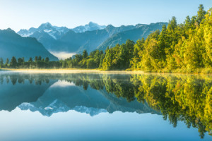 Bilder Schieferplatte - Neuseeland Lake Matheson Am Morgen oder mit...