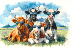 Motiv als Schieferplatte - Coole Kühe oder mit Eigenem Foto