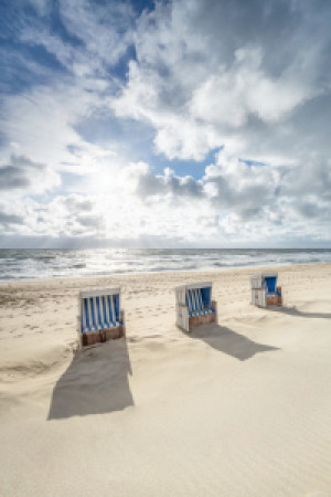 Wunschmotiv auf Schieferplatte - Strandkörbe Am Nordseestrand Auf S...