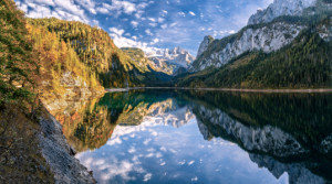 Wunschmotiv auf Schieferplatte - Herbst Am Gosausee oder mit Eigene...