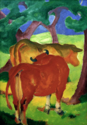 Foto Schieferplatte - Marc Cows Under Trees 1910-11 oder mit Eigene...