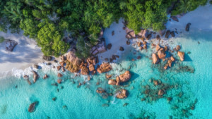 Wunschbild auf Tapete - Seychellen - Anse Lazio Von Oben V oder mit...