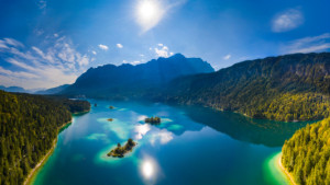 Wunschmotiv als Tapete - Luftbild Von Eibsee Und Zugspitze oder mit...