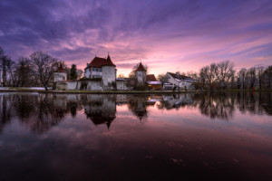 Bild auf Tasse - Schloss Blutenburg In München Im Sonnenuntergang o...