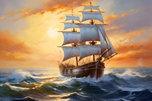 Motiv Tasse - Segelschiff Ki-Malerei oder mit Eigenem Foto