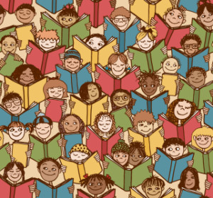 Motiv als Teppich - Kinder Lesen Buecher oder mit Eigenem Foto