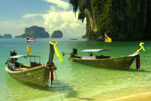 Foto auf Teppich - Longtailboote Bei Krabi oder mit Eigenem Foto