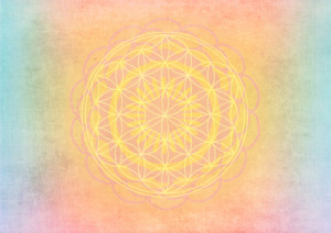 Bild auf Teppich - Blume Des Lebens - Regenbogen Mandala oder mit E...