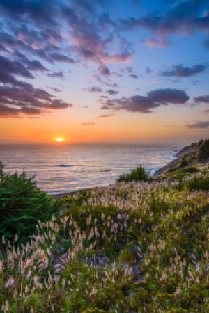 Motiv auf Teppich - Sonnenuntergang An Der Big Sur oder mit Eigenem...